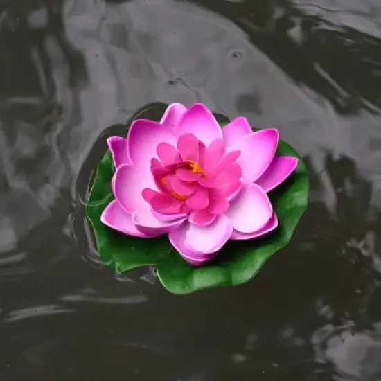 Unique Bargains Artificial Lotus Flower for Garden Ponds Pool Decor 3 Pcs image {1}
