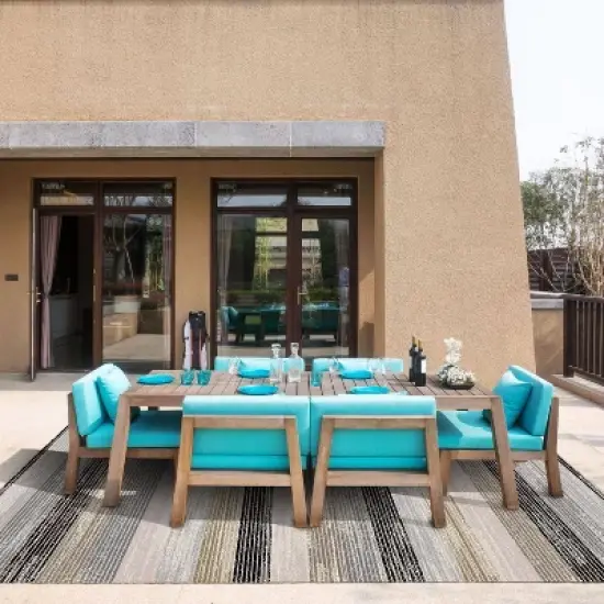 7'9" x 10'2" New York Patio Sofia Estelle Indoor/Outdoor Rug Gray/Mustard - Nicole Miller image {6}