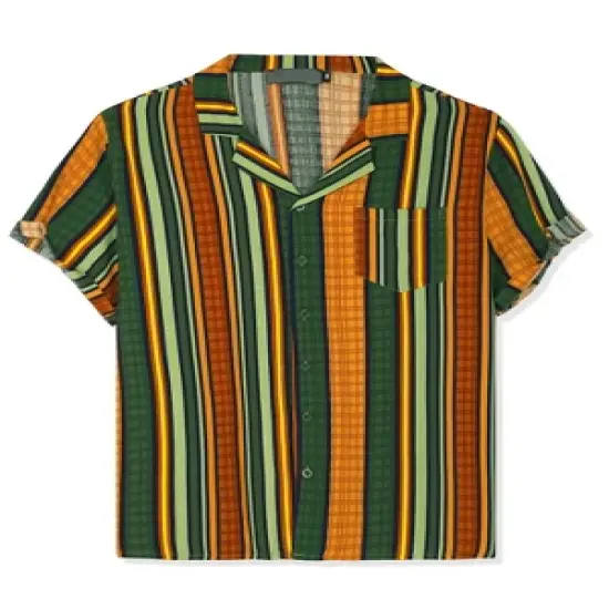 Lars Amadeus Men's Summer Irregular Printed Camp Collar Short Sleeves Button Down Hawaiian Shirt image {6}