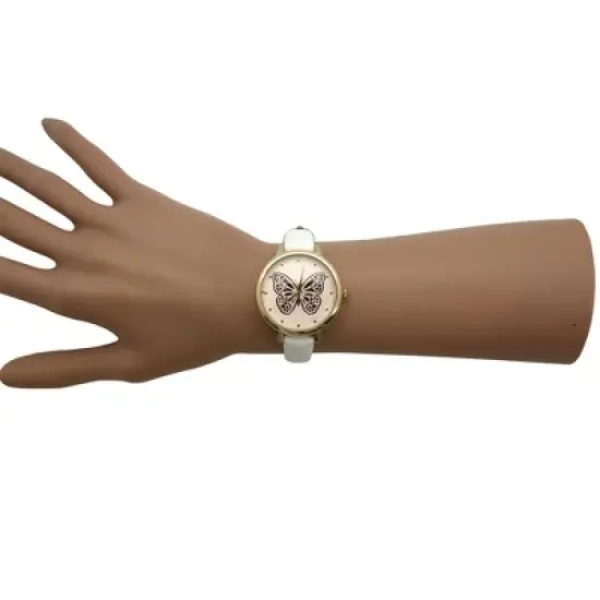 Olivia Pratt Thin Faux Leather Butterfly Face Women Watch image {2}