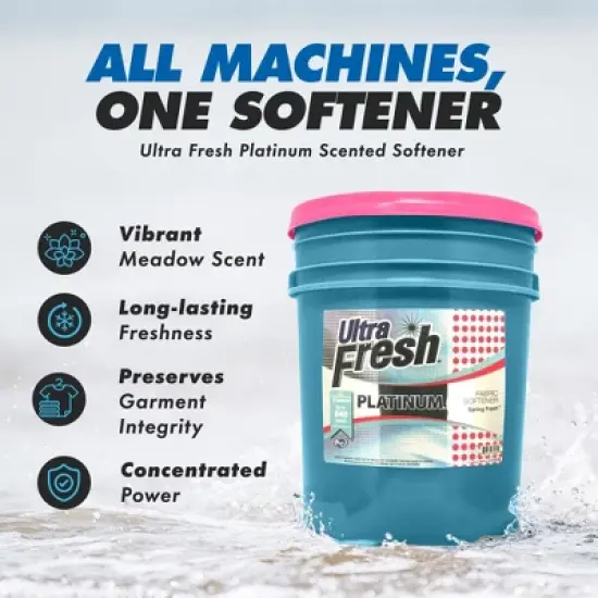 Ultra Fresh Platinum 5 Gallon Scented Fabric Softener Liquid with Pump for Easy Dispensing for Up to 640 Laundry Loads image {1}