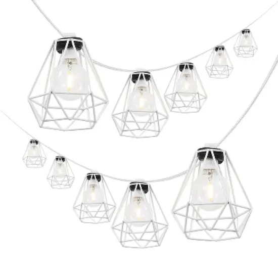 JONATHAN Y 10-Light Indoor/Outdoor 10 ft. Contemporary Transitional Incandescent G40 Diamond Cage String Lights image {7}