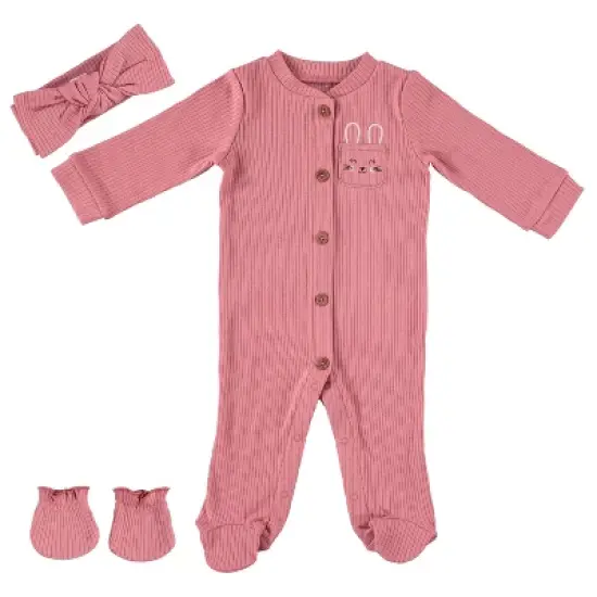 Baby Gear Baby Gear Baby Girl Clothes Matching Hat and Mittens Pajama Set for Sleep and Play image {4}