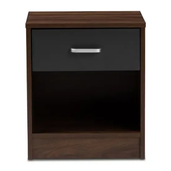 Hansel 1 Drawer and Finished Nightstand Brown/Gray - Baxton Studio image {4}