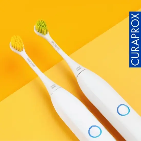Curaprox Hydrosonic Rainbow Sensitive Brush Heads, Yellow/Green, 2 pcs image {4}