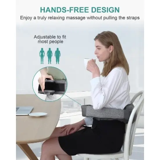 Nekteck Cordless Neck & Back Massager - Shiatsu, Heat, Deep Tissue - Portable Pillow - Gray image {5}