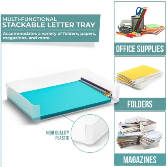 Sorbus 9.4" x 12.5" Plastic Paper Organizer - Stores mail, folders, printer paper, and more. image {2}