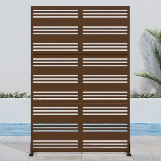 PexFix 72 in. H x 47 in. W Outdoor Metal Privacy Screen Stripe Pattern in Brown image {5}