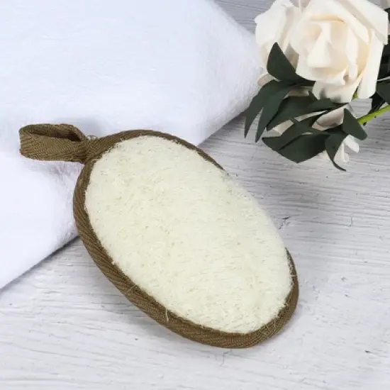 Unique Bargains Bathroom Loofah Pad Brush 5.12"x3.35" White 1 Pc image {5}