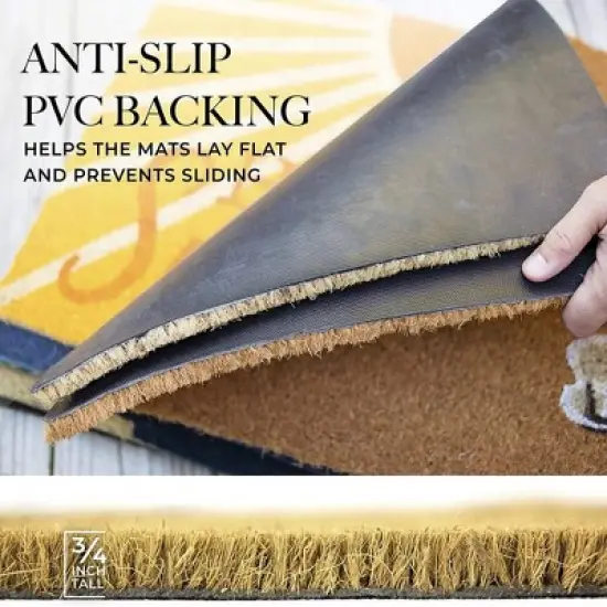 J&V TEXTILES 18" x 28" Outdoor Heavy Duty Coir Mat (New Floral) image {2}