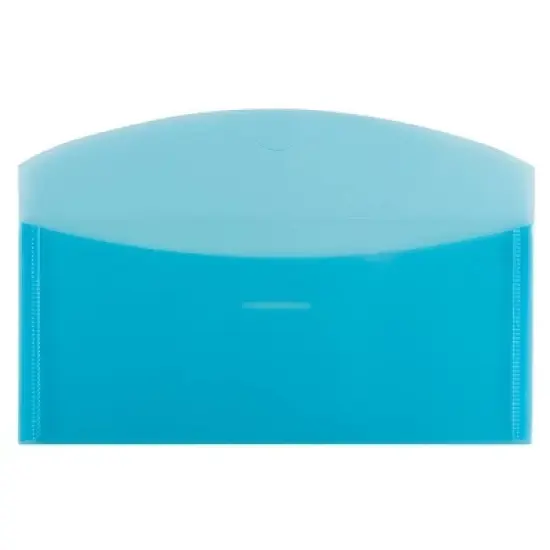 JAM Paper 4 1/4'' x 9 3/4'' 12pk Plastic Envelopes with Tuck Flap Closure - Blue: Filing Accessories, Storage, Letter Size image {1}