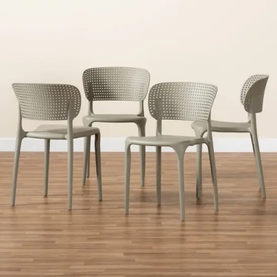 4pc Rae Plastic Stackable Dining Chair Set - Baxton Studio image {6}