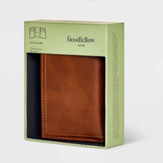 Men's RFID Trifold Wallet - Goodfellow & Co&trade; Brown image {1}