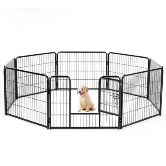 Sevobal Pet Carriers Dog Playpen Indoor Fence, 8 Panel Metal Exercise Pen With Door, Small Puppy, Medium, Large Dogs, Black, 92.1"*32.6"*23.6" image {5}