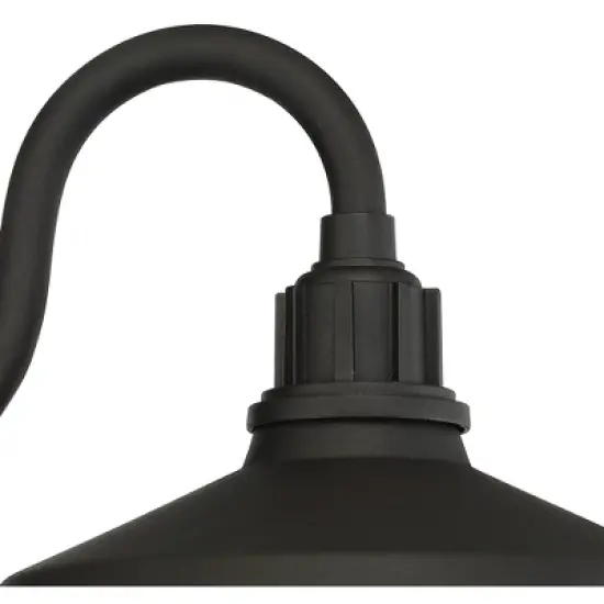 Franklin Iron Works Arnett Rustic Industrial Farmhouse Outdoor Barn Light Fixtures Set of 2 Black Gooseneck 10 1/2" for Exterior Deck House Porch Yard image {2}