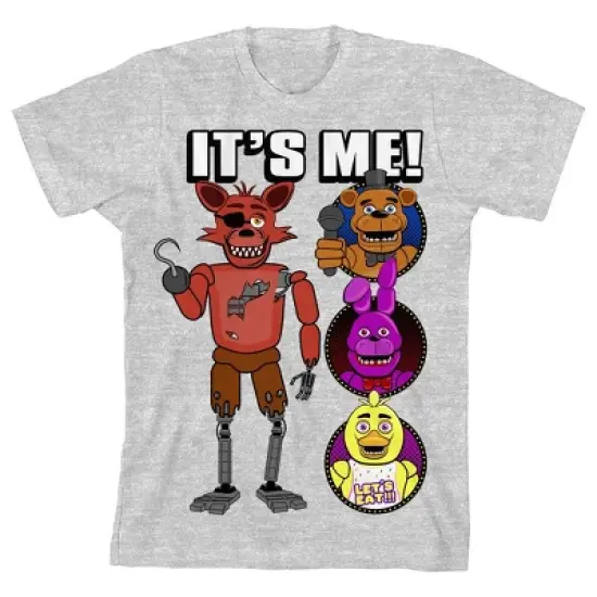Five Nights at Freddy's It's Me! Foxy and Friends Boy's Heather Grey T-shirt image {5}