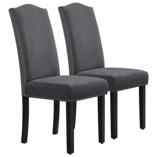 Yaheetech Set of 2 Fabric Upholstered Classic Tall Back Dining Chair image {10}
