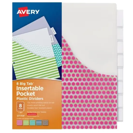 Avery&reg; Big Tab&trade; Pocket Insertable Plastic Dividers, 8-Tab Set image {5}