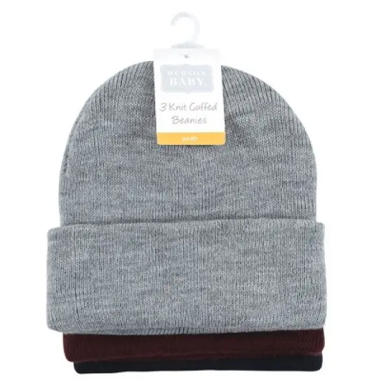 Hudson Baby Family Knit Cuffed Beanie 3pk, Navy Burgundy image {1}