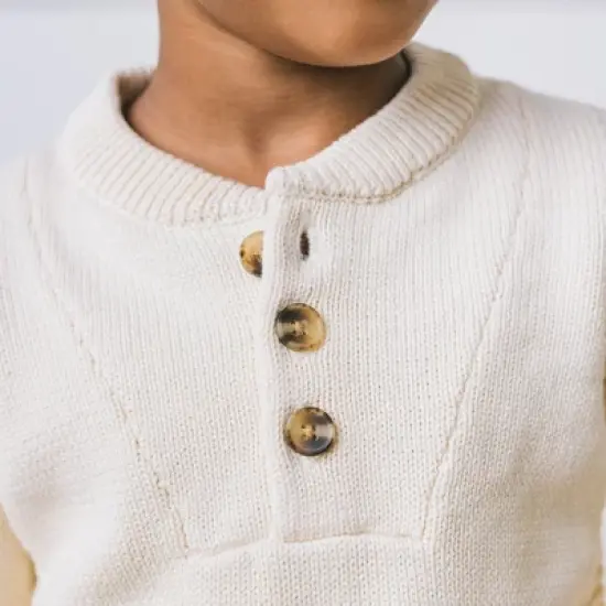 Hope & Henry Boys' Long Sleeve Henley Pullover Sweater with Rib Details, Infant image {4}