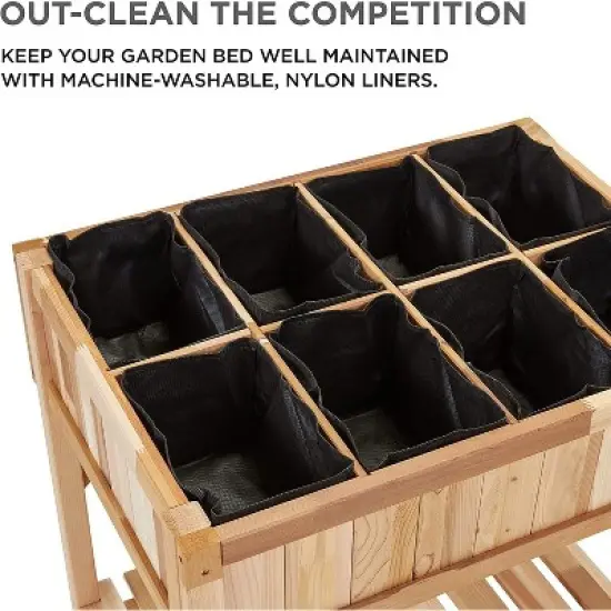 Jumbl Cedar Wood Raised Garden Bed & Herb Planter Box, 31" x 23" x 31" image {3}