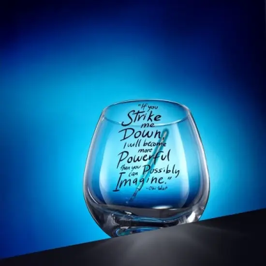 JoyJolt Star Wars New Hope Obi-Wan Kenobi Blue Lightsaber Stemless Drinking Glass - 15 oz - Set of 2 image {1}