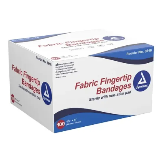 Dynarex Fingertip Bandages, Flexible Fabric, 100 Count, 1 Pack image {1}