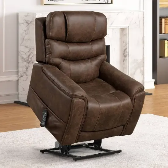 HOMES: Inside + Out Leafstorm Powered Lift Chair Recliner with Adjustable Headrest Walnut image {2}