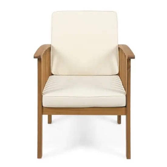 Set of 2 Wooden Accent Chairs with Cushions, Slatted Back Barrel Lounge Chairs for Living Room, Bedroom, or Patio Seating Area-Maison Boucle image {4}