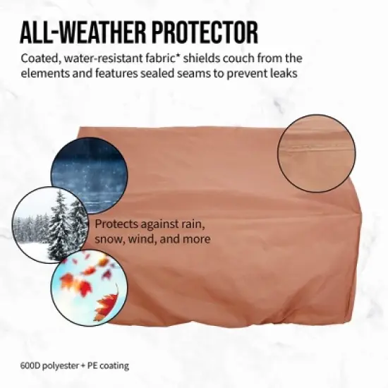 Hoan BBQ All-Weather Loveseat Cover, Waterproof & Durable 600D Polyester Fabric with PE Coating - Universal Fit, Taupe Furniture Protector image {2}