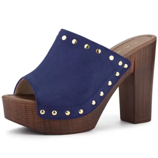 Allegra K Women's Open Toe Platform Block Slides Heel image {10}