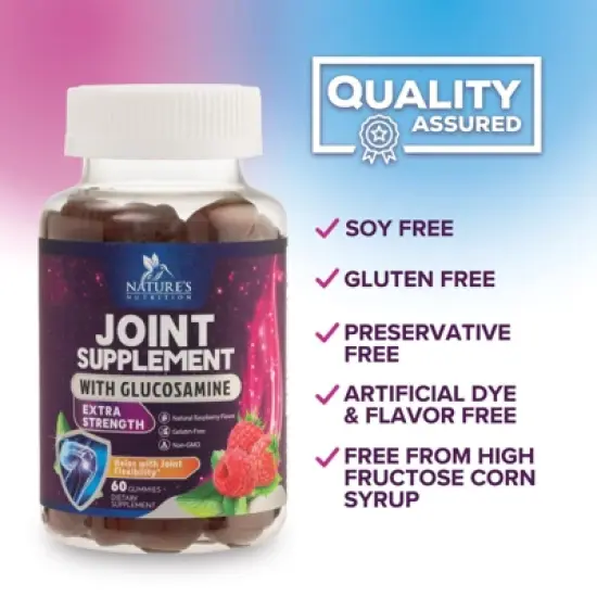 Joint Support Gummies Glucosamine Plus Vitamin E, Joint Support Supplement - Back, Knees & Hands - 60 Gummies By Nature's Nutrition image {7}