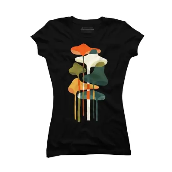 Junior's Design By Humans Artistic Wild Mushrooms Glowing By radiomode T-Shirt image {2}
