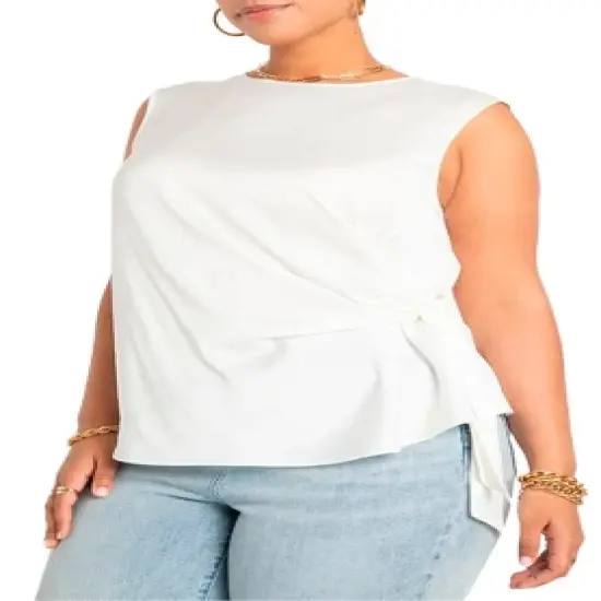 ELOQUII Women&rsquo;s Plus Size Tie Side Satin Tank image {4}
