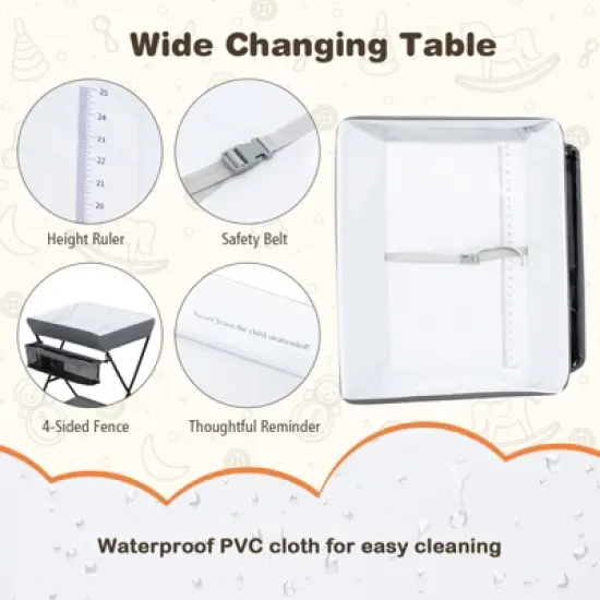 Infans Baby Infant Changing Table Folding Diaper Station Nursery w/ Storage image {5}