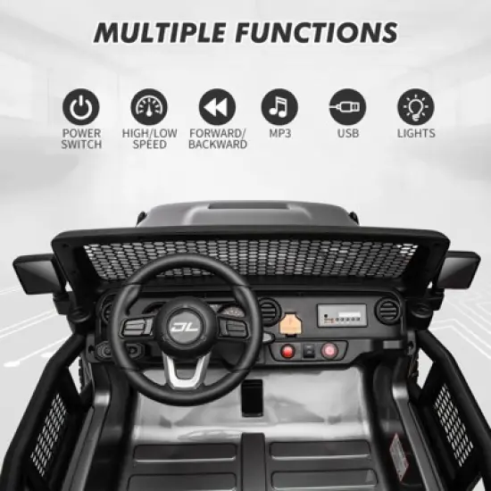 Kids Ride On Truck, 24V 2 Seater, Electric Vehicle for Toddlers, Switchable 2WD/4WD Ride On Car Toy, with RC, Trunk Storage image {3}