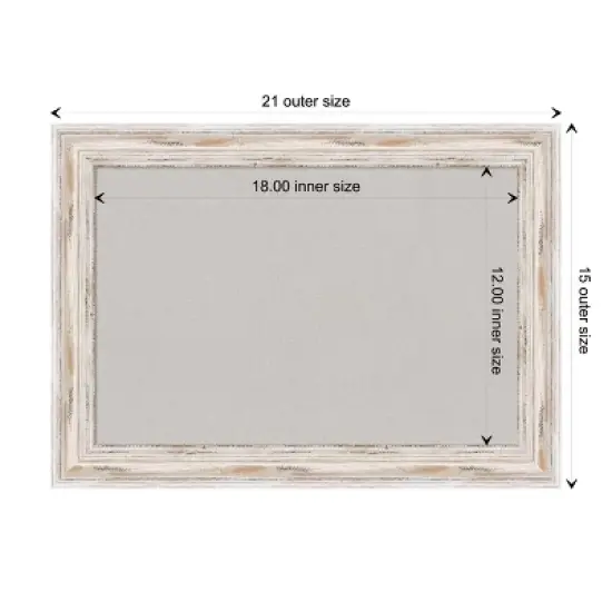 Amanti Art Alexandria White Wash Narrow Wood Framed Corkboard image {3}