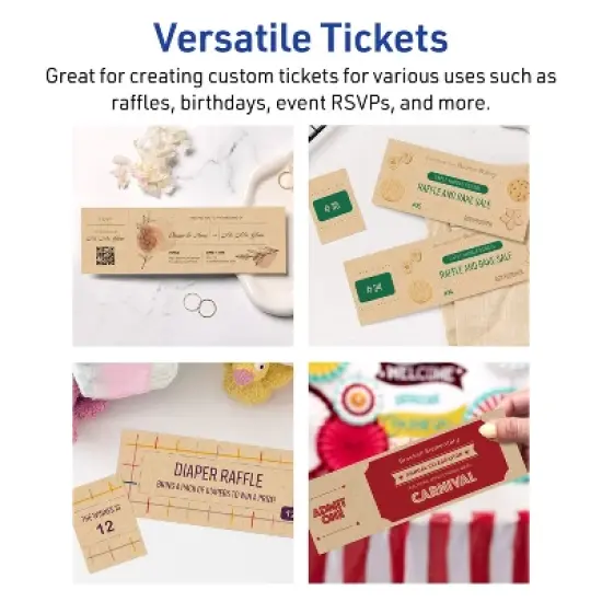 Avery Printable Rectangle Tickets, 2-3/4" x 8-1/2", Kraft Brown Cardstock, Laser/Inkjet, 40 Total image {2}