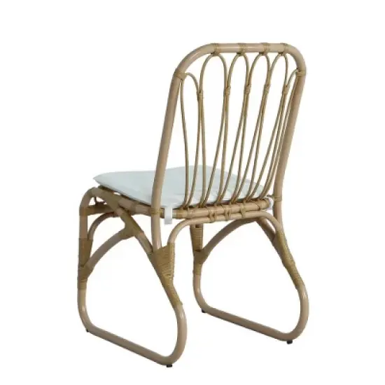 COWLOWN Natural Set of 2 Outdoor PE Wicker Dining Chairs with Washable Cushions, Ideal for Backyard, Poolside, Garden and Patio image {4}