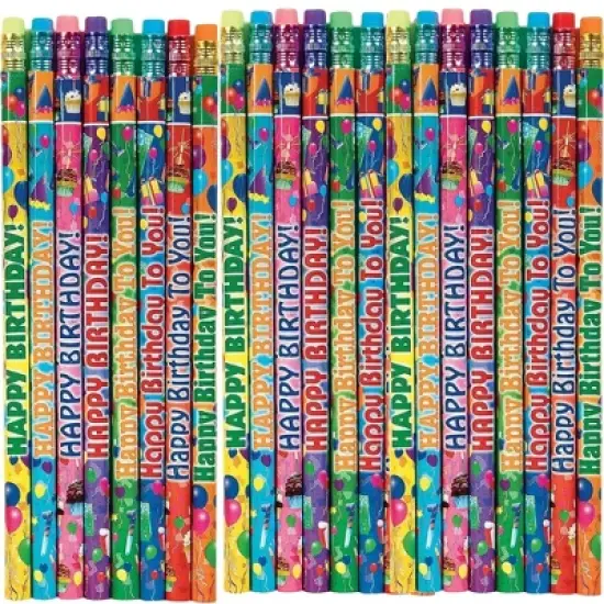 Happy Birthday Pencils (24 Pack) - Assorted Designs, Celebrate Every Day, #2 HB Lead image {3}