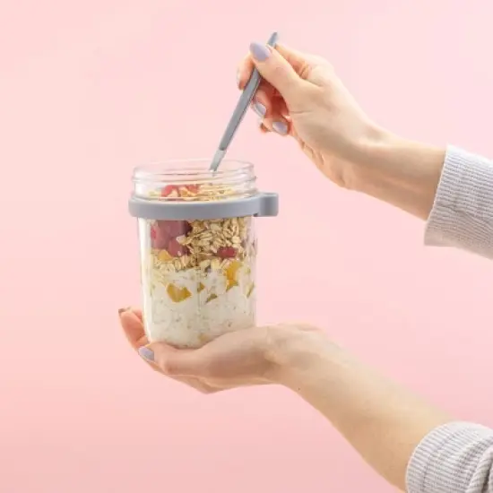 JoyJolt Dawn Overnight Oats Glass Containers with Spoon image {3}