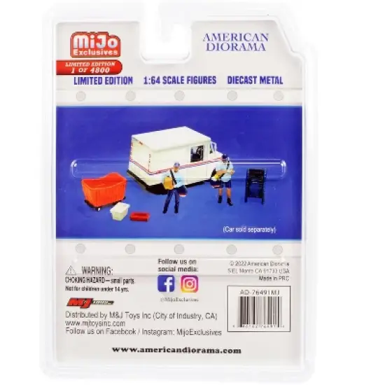 "Mail Service" 6 piece Diecast Set (2 Figurines & 4 Accessories) Ltd Ed to 4800 pcs for 1/64 Scale Models by American Diorama image {2}