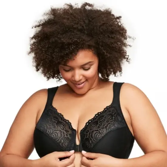 Glamorise Womens WonderWire Front-Closure Underwire Bra 1245 Black image {2}