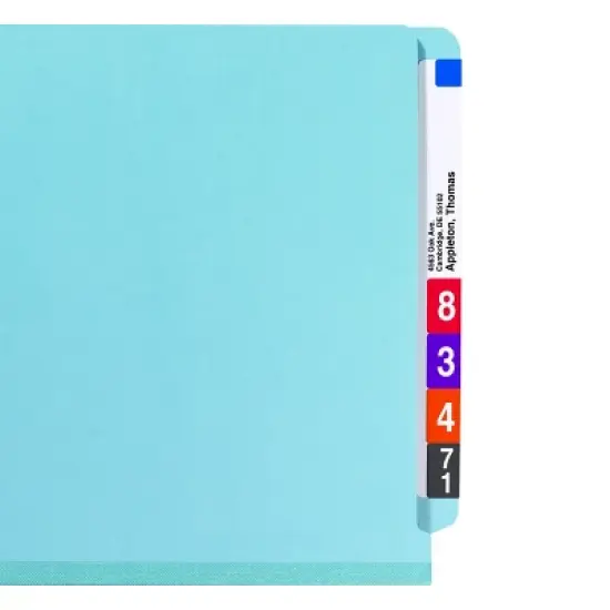 Smead End Tab Pressboard Classification File Folder with SafeSHIELD  Fasteners, 2 Dividers, Legal, Blue (29781) image {10}