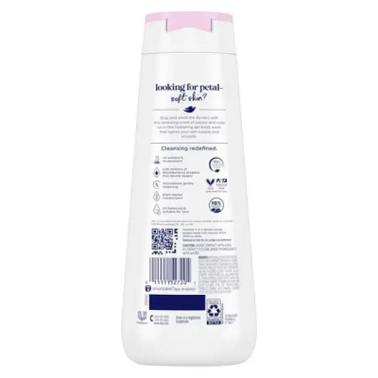 Dove Renew Body Wash - Peony & Rose Oil 24hr Lotion-Soft Skin - Vegan & PETA Approved 20 fl oz image {1}
