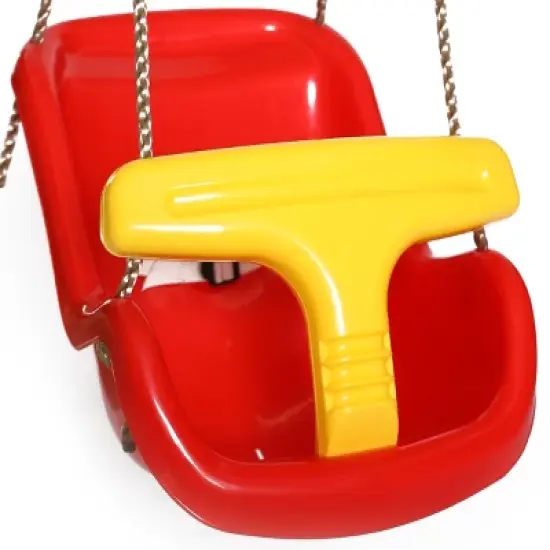 PLAYBERG Red Plastic Baby and Toddler Swing Seat with Hanging Ropes image {3}