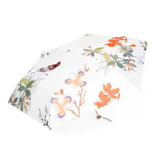 Clotth Folding Umbrella - Sunny and Rainy Dual-use Parasol, Lightweight Portable, Colored printed Double-purpose Sunshade, Golden - Early Spring image {1}