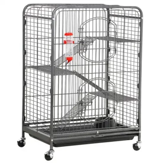 Yaheetech 4-Tier Rolling Large Ferret Cage Small Animals Hutch Black image {8}