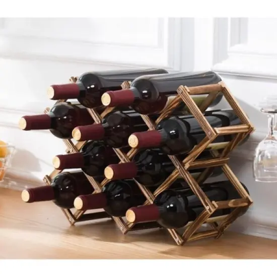 Itopfox Freestanding Stackable Wine Rack Organizer for Countertop and Cabinets with Foldable Design and Scratch-Resistant Protector image {5}