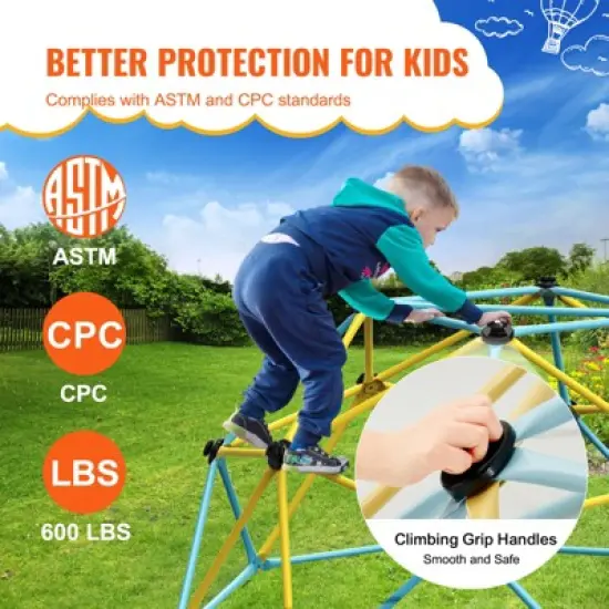VEVOR Climbing Dome, Jungle Gym Supports 600LBS and Easy Assembly, 6FT Geometric Dome Climber Play Center for Kids 3 to 9 Years Old image {4}